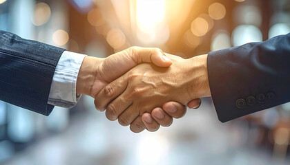 🤝 Handshake: A dynamic image of a firm handshake symbolizes the commencement of a fruitful partnership, conveying trust, agreement, and mutual respect within a professional setting.