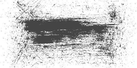 Abstract grunge background with a rough texture and black ink splashes on a dirty gray concrete wall surface