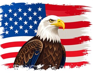 Bald eagle on American flag