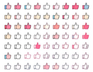Collection of colorful thumbs-up icons