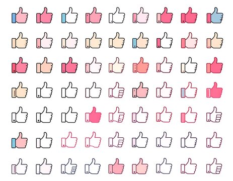 Collection of colorful thumbs-up icons - Powered by Adobe