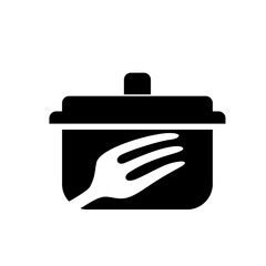Cooking Pot Fork Logo Vector Icon