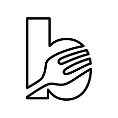 Letter B Logo with Fork Symbol for Food Industry