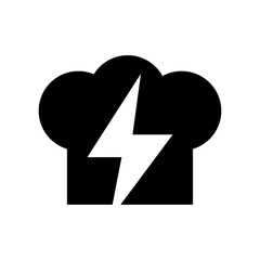 Chef hat with lightning bolt icon, fast cooking
