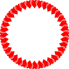 circular red hearts frame with copy space for text or design