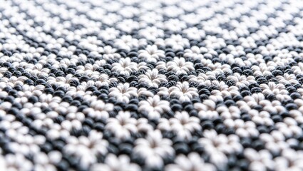 Intricate Black and White Woven Pattern with Textured Knots and