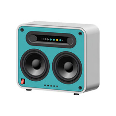 Fototapeta premium Retro Teal and White Speaker with Dual Woofers 3D Render (83) image
