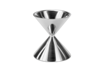 A silver cone shaped object with a pointed top