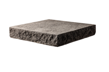 A gray stone slab is sitting on a white background