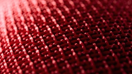 Macro View of Interwoven Red Synthetic Fibers with Subtle Light