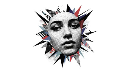 Artistic Portrait of a Woman with Geometric Shapes