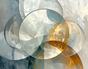 Abstract Beige and Gold Overlay Circles Texture
