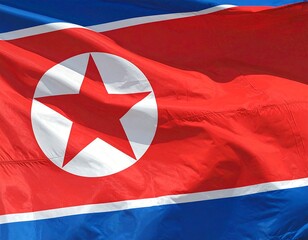 North Korean flag waving in the wind