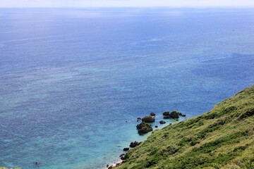 青空と海が広がる宮古島 比嘉ロードパークの昼の風景