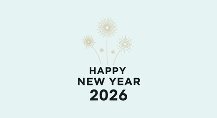Minimalist Decorative Fireworks Illustration for Happy New Year 2026 Celebration