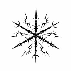Symmetrical tribal vector star or cross with sharp ornamental spikes, neo tribal blackwork style. Perfect for tattoo design, t-shirt print, stickers, or gothic decoration