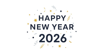 Minimalist Modern Happy New Year 2026 Celebration Greeting Illustration