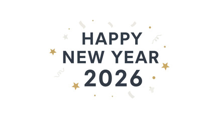 Minimalist Happy New Year 2026 Greeting Celebration Invitation Card Design