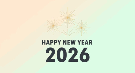Minimalist Celebration Illustration for Welcoming New Year 2026 with Fireworks Display