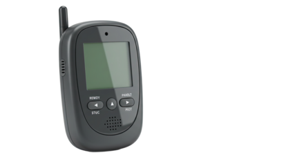 Black baby monitor with screen and antenna for audio and video.