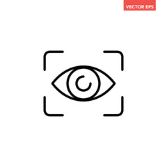 Single eye scan line icon, simple eye with scanning frame flat design vector pictogram, infographic interface elements for app logo web button ui isolated on white background