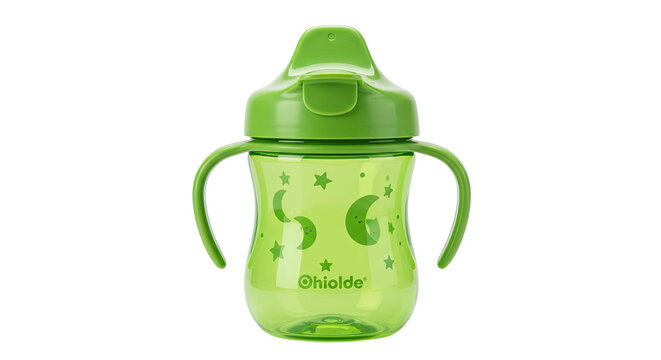 Green Baby Sippy Cup with Handles and Spout.