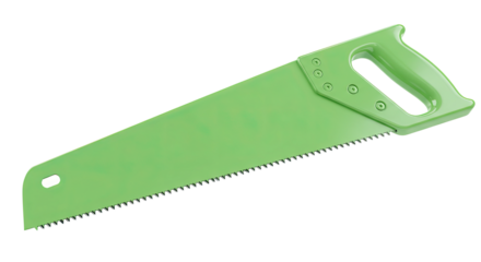 Green Hand Saw with Sharp Teeth and Ergonomic Handle.
