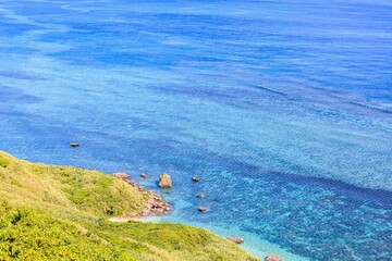 青空と海が広がる宮古島 比嘉ロードパークの昼の風景