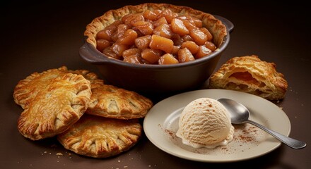 Baked apple pies and dessert