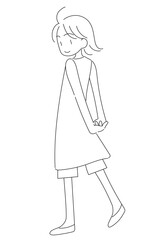 笑顔で振り返る女の子のイラスト