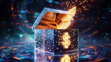 Digital Treasure Chest - Unveiling Financial Rewards in a Futuristic Setting.