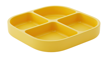 Yellow Divided Plate for Food Portioning and Meal Presentation.