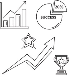 Business success icons bar graph pie chart star arrow trophy Keywords: growth, success, business, finance