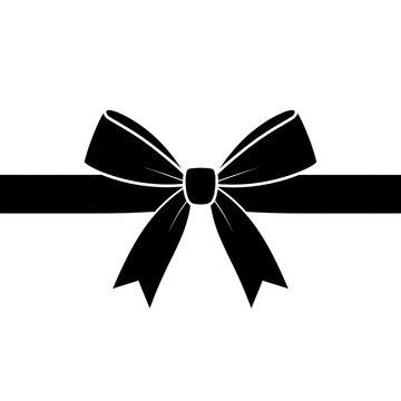 Simple black ribbon and bow design, isolated on white