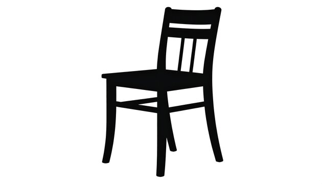 Simple black silhouette of a wooden chair, angled view