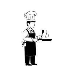 Professional Chef Cooking with Pan Icon