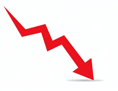 Red arrow pointing downwards, illustrating decline or decrease