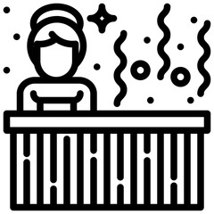 Icon of Woman enjoys a relaxing spa experience in a hot tub