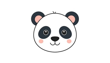 Fototapeta premium Simple cartoon panda face, happy expression, minimal details