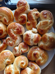 View of delicious bread fresh from the oven and ready to be distributed to stores for sale