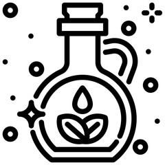 Massage oil potion bottle with plant design holds fragrant oils for therapeutic massage and relaxation.