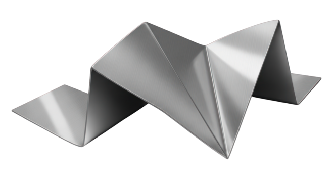 Modern Metal Sculpture with Geometric Zigzag Design.