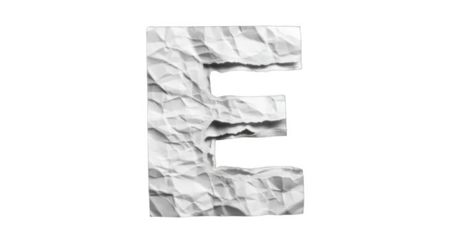 Crumpled Paper Letter E Torn Edges Textured Alphabet. - Powered by Adobe