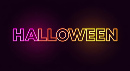 Halloween glowing neon sign on dark background