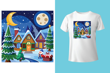 Christmas and New Year mockup of plain white t-shirt with gifts and copy space on festive background, red color tone.