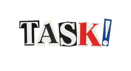 Collage Word TASK with Exclamation Mark.