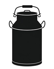 Simple black silhouette of a metal milk can with a handle and lid
