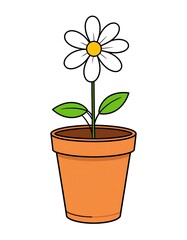 Fototapeta premium Simple illustration of a potted daisy