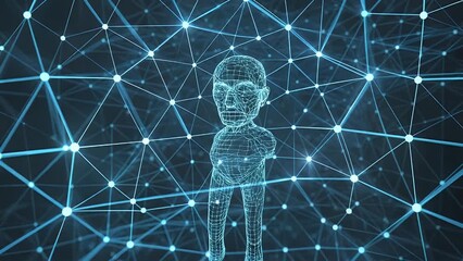 intricate lattice framework design symbolizing advanced computational networks and digital connectivity on azure backdrop - Powered by Adobe