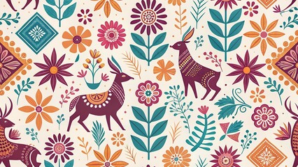 Mexican Otomi inspired geometric pattern